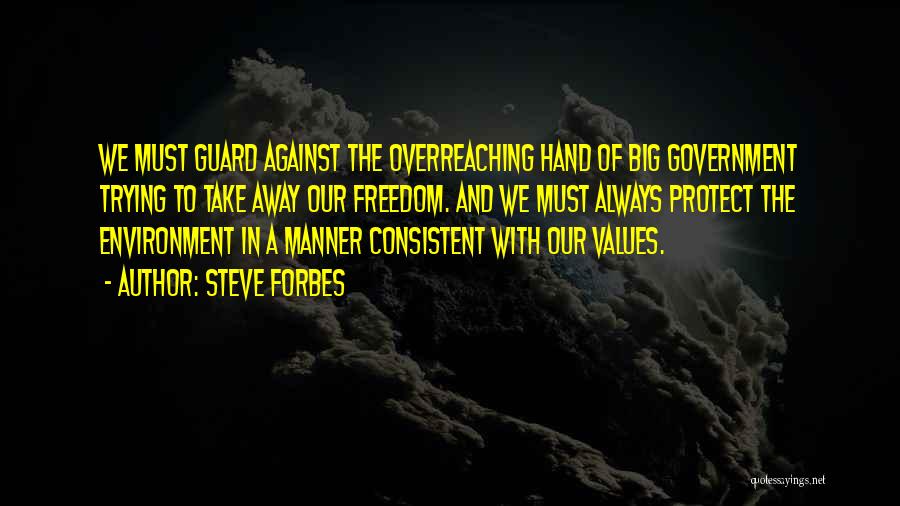 Steve Forbes Quotes: We Must Guard Against The Overreaching Hand Of Big Government Trying To Take Away Our Freedom. And We Must Always