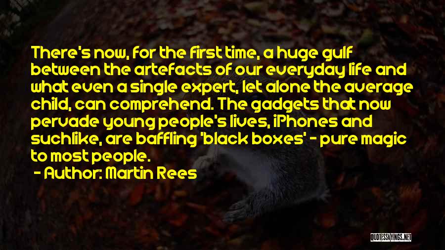 Martin Rees Quotes: There's Now, For The First Time, A Huge Gulf Between The Artefacts Of Our Everyday Life And What Even A