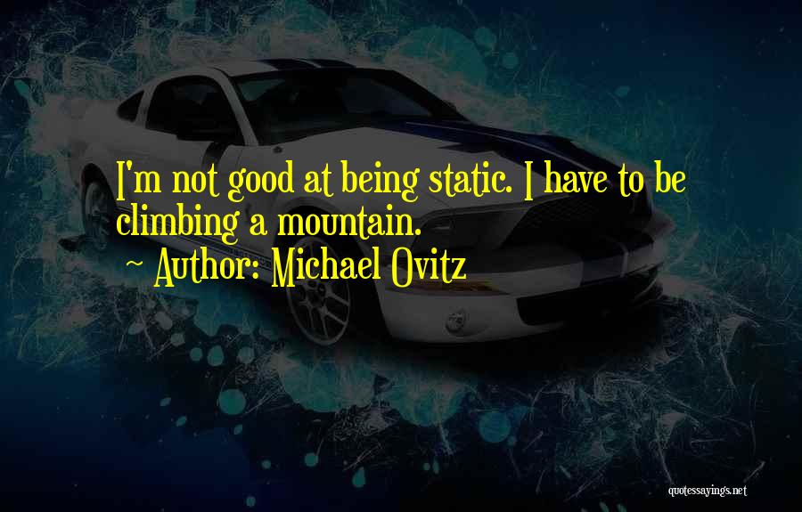 Michael Ovitz Quotes: I'm Not Good At Being Static. I Have To Be Climbing A Mountain.