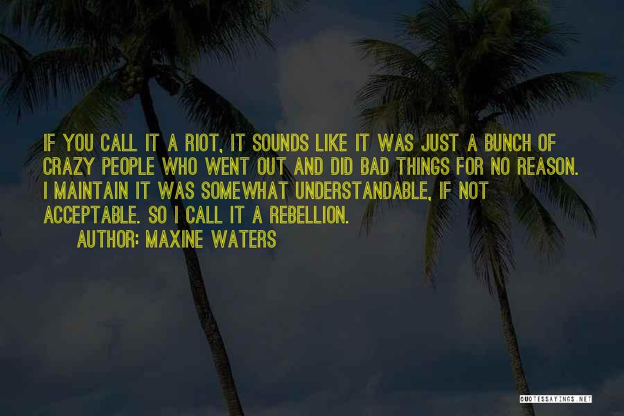 Maxine Waters Quotes: If You Call It A Riot, It Sounds Like It Was Just A Bunch Of Crazy People Who Went Out