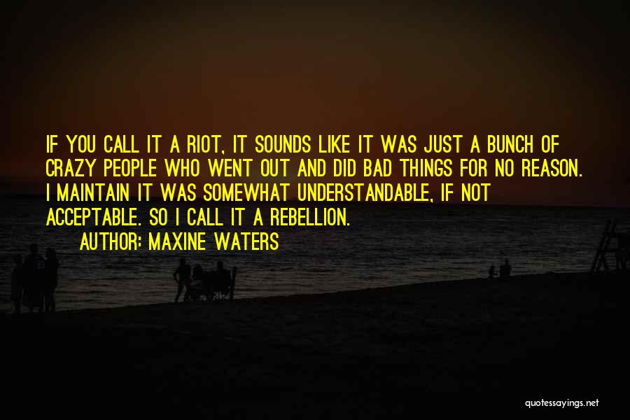 Maxine Waters Quotes: If You Call It A Riot, It Sounds Like It Was Just A Bunch Of Crazy People Who Went Out