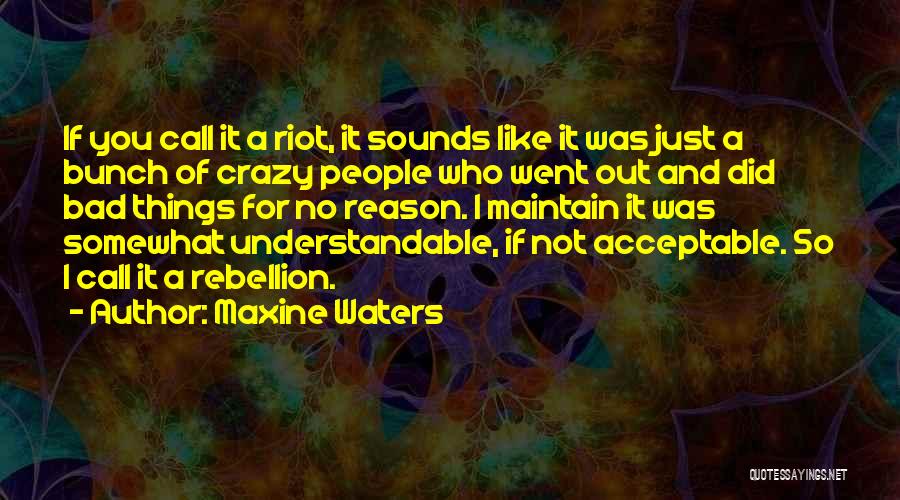 Maxine Waters Quotes: If You Call It A Riot, It Sounds Like It Was Just A Bunch Of Crazy People Who Went Out