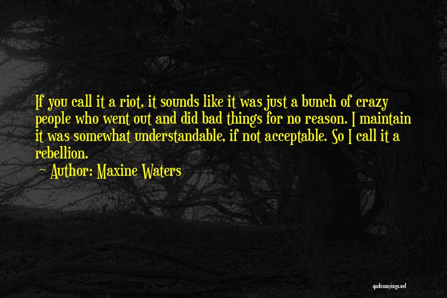 Maxine Waters Quotes: If You Call It A Riot, It Sounds Like It Was Just A Bunch Of Crazy People Who Went Out