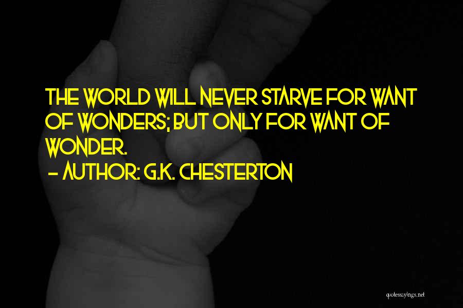G.K. Chesterton Quotes: The World Will Never Starve For Want Of Wonders; But Only For Want Of Wonder.