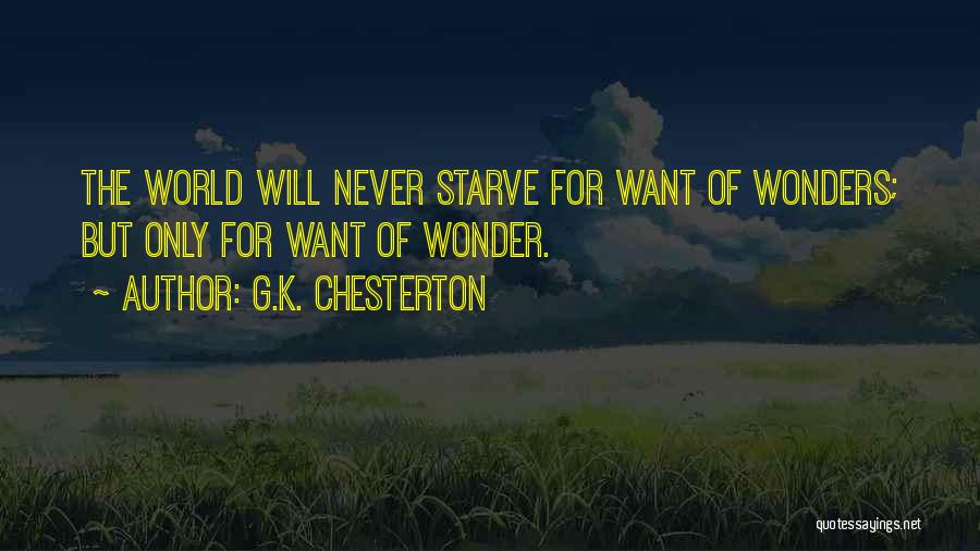 G.K. Chesterton Quotes: The World Will Never Starve For Want Of Wonders; But Only For Want Of Wonder.