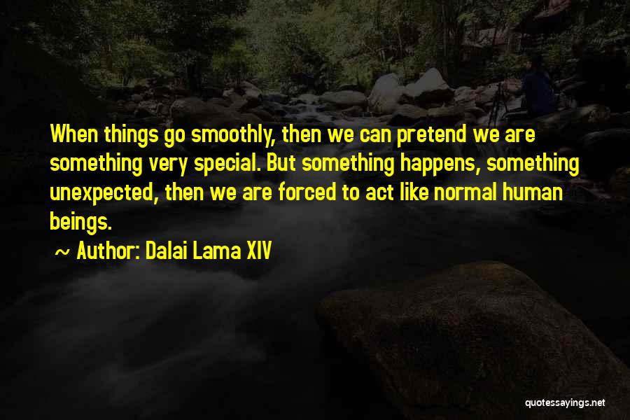 Dalai Lama XIV Quotes: When Things Go Smoothly, Then We Can Pretend We Are Something Very Special. But Something Happens, Something Unexpected, Then We