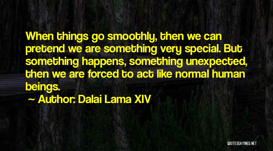 Dalai Lama XIV Quotes: When Things Go Smoothly, Then We Can Pretend We Are Something Very Special. But Something Happens, Something Unexpected, Then We