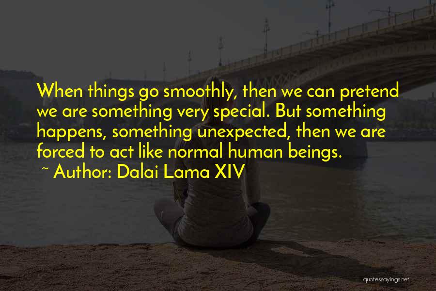 Dalai Lama XIV Quotes: When Things Go Smoothly, Then We Can Pretend We Are Something Very Special. But Something Happens, Something Unexpected, Then We