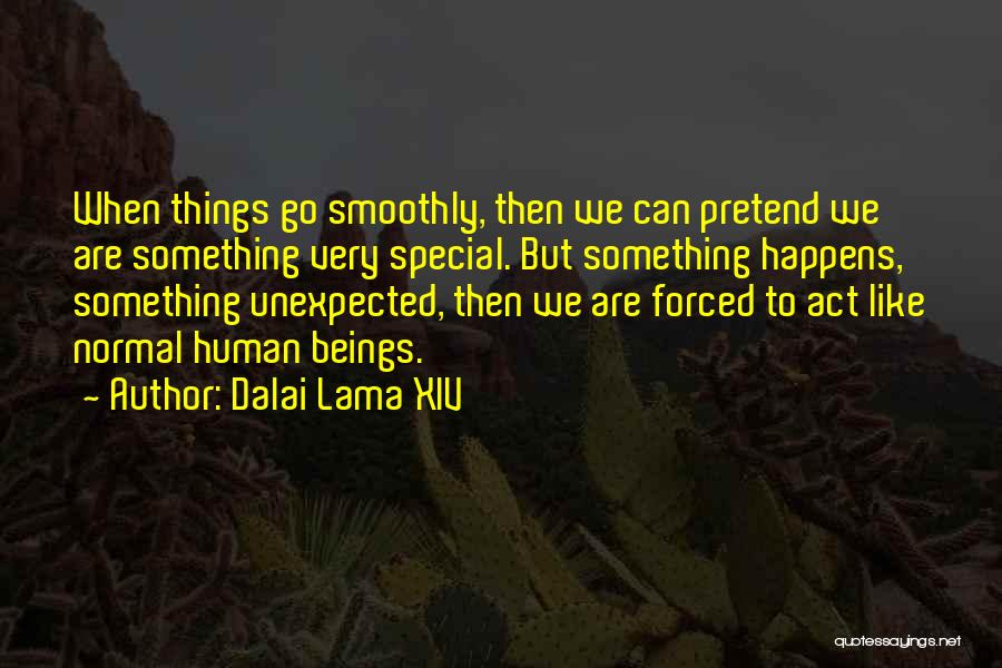 Dalai Lama XIV Quotes: When Things Go Smoothly, Then We Can Pretend We Are Something Very Special. But Something Happens, Something Unexpected, Then We