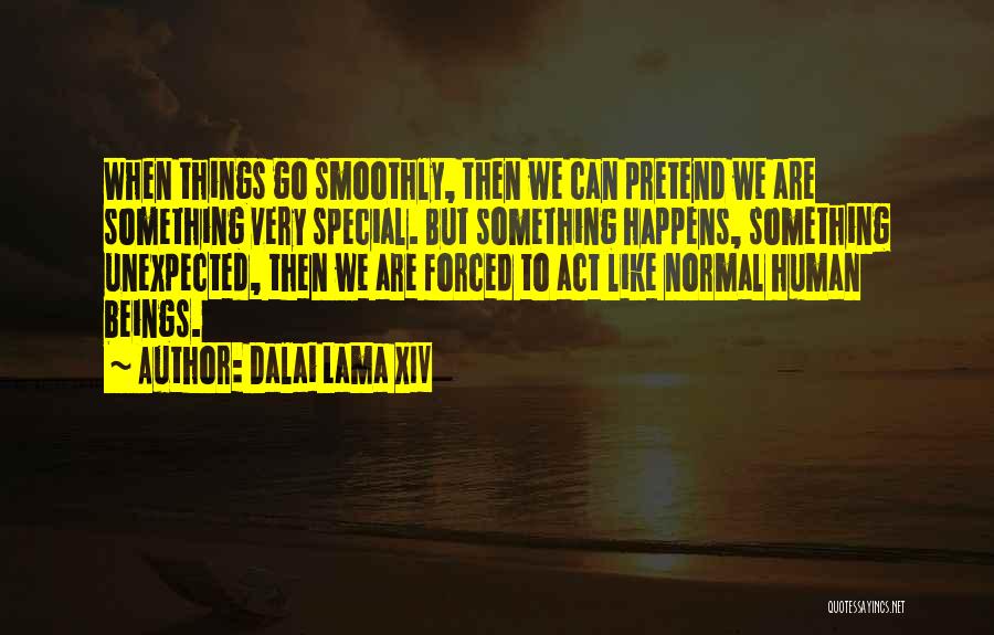 Dalai Lama XIV Quotes: When Things Go Smoothly, Then We Can Pretend We Are Something Very Special. But Something Happens, Something Unexpected, Then We