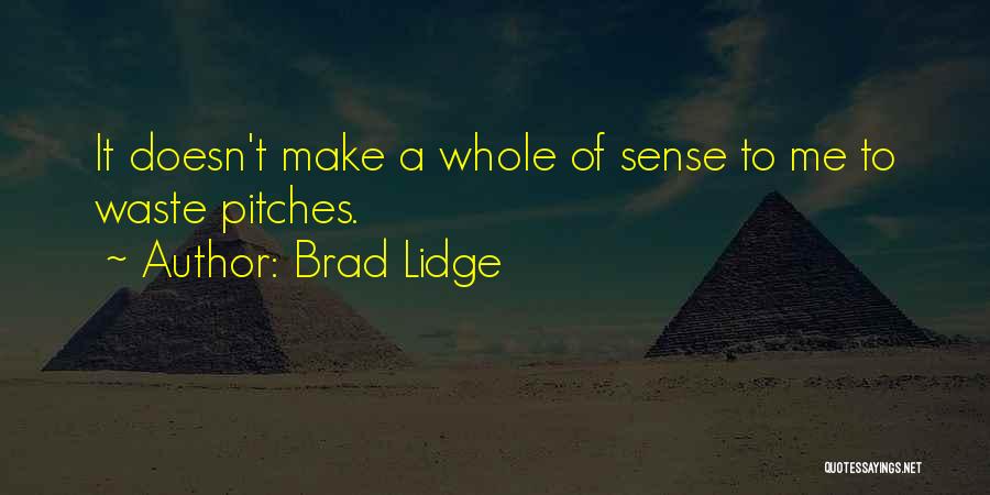 Brad Lidge Quotes: It Doesn't Make A Whole Of Sense To Me To Waste Pitches.