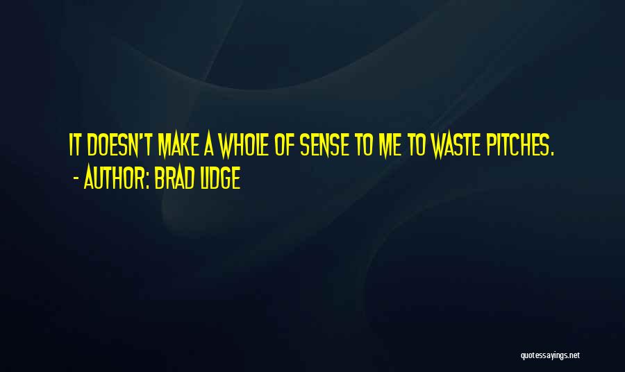 Brad Lidge Quotes: It Doesn't Make A Whole Of Sense To Me To Waste Pitches.