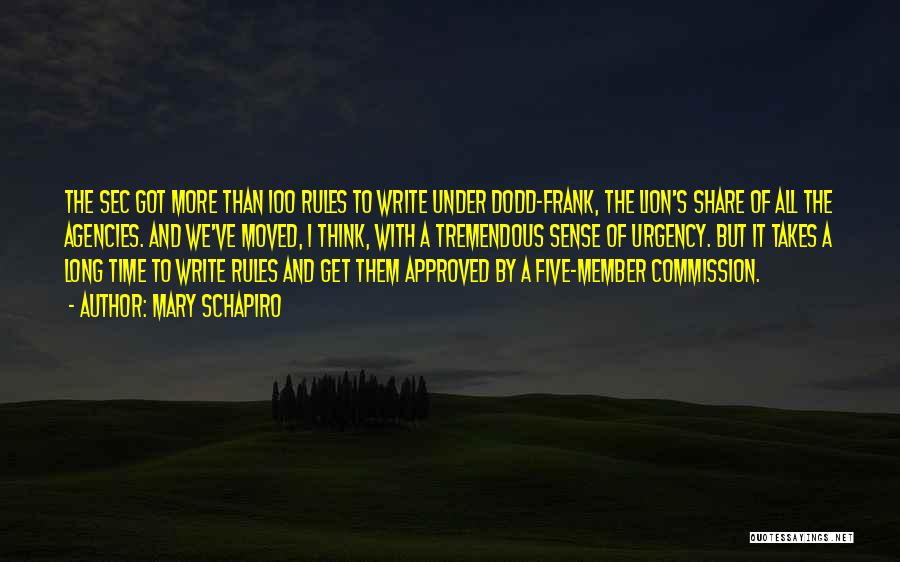 Mary Schapiro Quotes: The Sec Got More Than 100 Rules To Write Under Dodd-frank, The Lion's Share Of All The Agencies. And We've