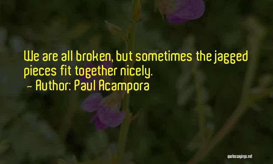 Paul Acampora Quotes: We Are All Broken, But Sometimes The Jagged Pieces Fit Together Nicely.