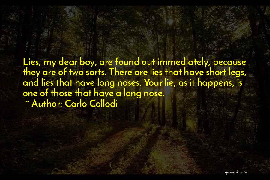 Carlo Collodi Quotes: Lies, My Dear Boy, Are Found Out Immediately, Because They Are Of Two Sorts. There Are Lies That Have Short