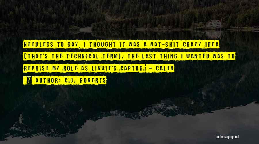 C.J. Roberts Quotes: Needless To Say, I Thought It Was A Bat-shit Crazy Idea (that's The Technical Term). The Last Thing I Wanted