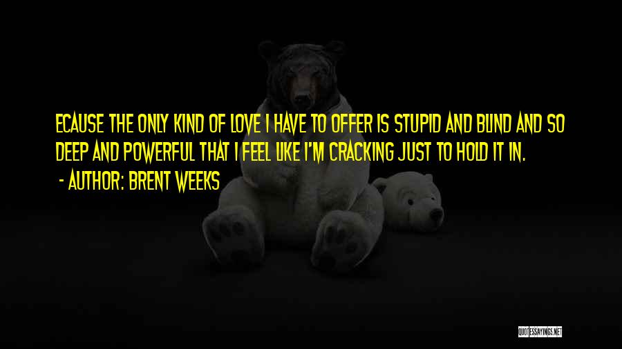 Brent Weeks Quotes: Ecause The Only Kind Of Love I Have To Offer Is Stupid And Blind And So Deep And Powerful That