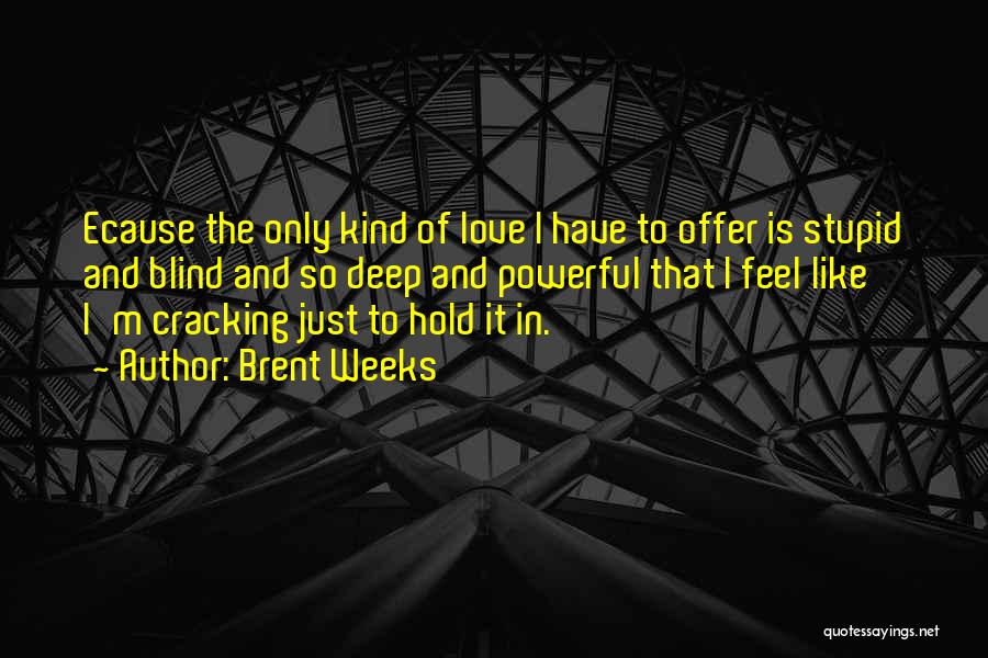 Brent Weeks Quotes: Ecause The Only Kind Of Love I Have To Offer Is Stupid And Blind And So Deep And Powerful That