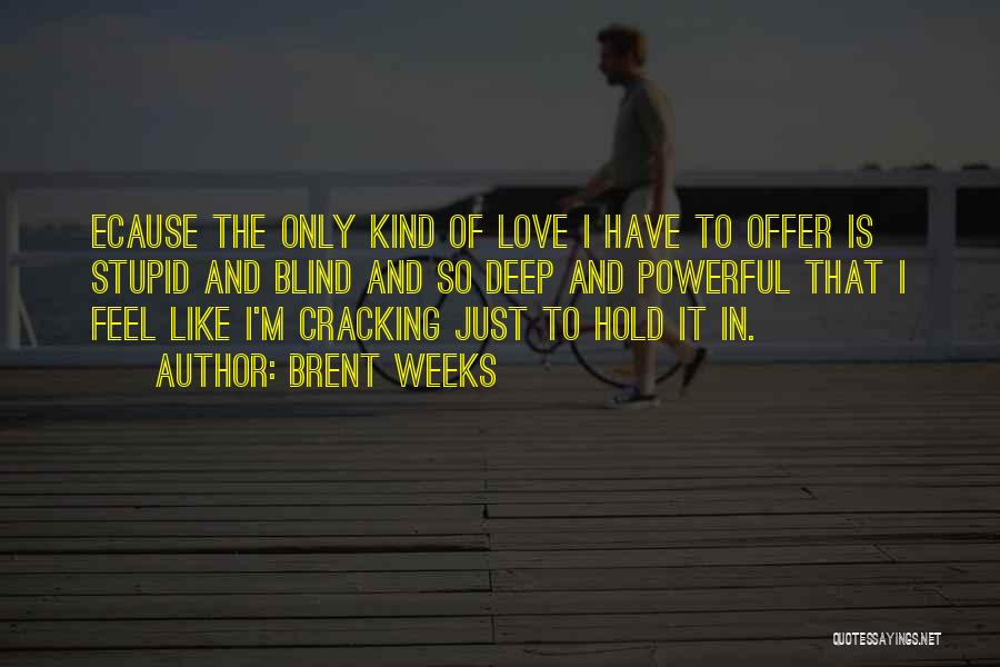 Brent Weeks Quotes: Ecause The Only Kind Of Love I Have To Offer Is Stupid And Blind And So Deep And Powerful That