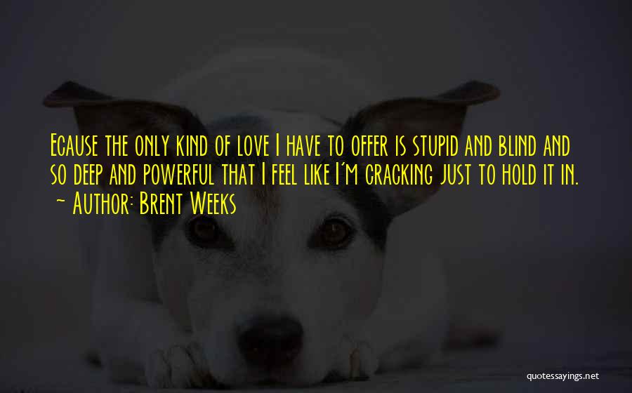 Brent Weeks Quotes: Ecause The Only Kind Of Love I Have To Offer Is Stupid And Blind And So Deep And Powerful That