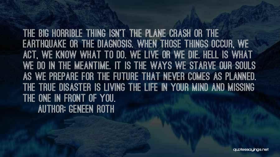 Geneen Roth Quotes: The Big Horrible Thing Isn't The Plane Crash Or The Earthquake Or The Diagnosis. When Those Things Occur, We Act,