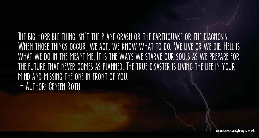 Geneen Roth Quotes: The Big Horrible Thing Isn't The Plane Crash Or The Earthquake Or The Diagnosis. When Those Things Occur, We Act,