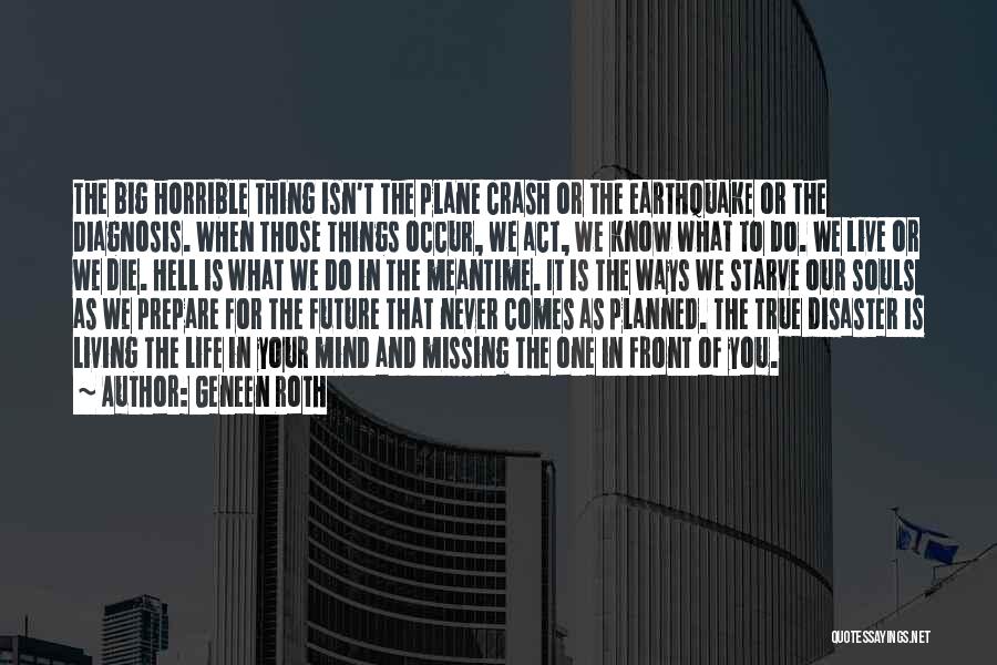 Geneen Roth Quotes: The Big Horrible Thing Isn't The Plane Crash Or The Earthquake Or The Diagnosis. When Those Things Occur, We Act,