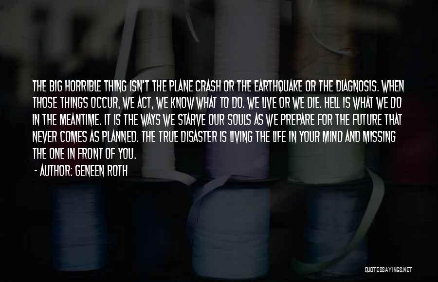 Geneen Roth Quotes: The Big Horrible Thing Isn't The Plane Crash Or The Earthquake Or The Diagnosis. When Those Things Occur, We Act,