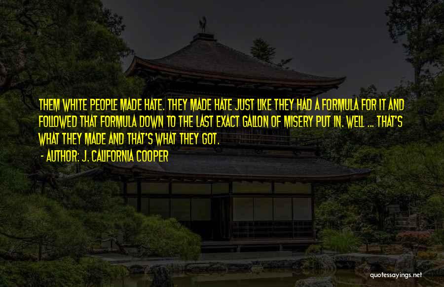J. California Cooper Quotes: Them White People Made Hate. They Made Hate Just Like They Had A Formula For It And Followed That Formula