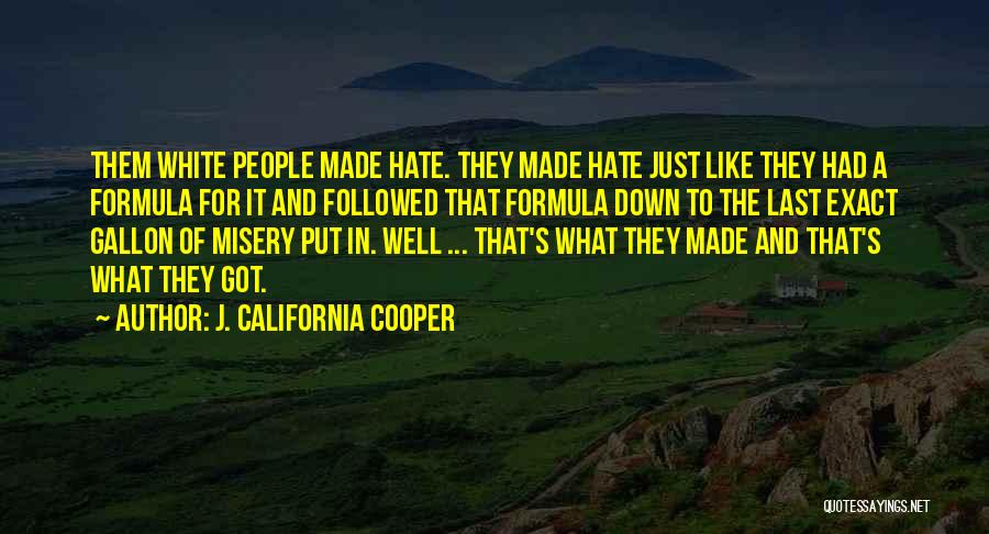 J. California Cooper Quotes: Them White People Made Hate. They Made Hate Just Like They Had A Formula For It And Followed That Formula