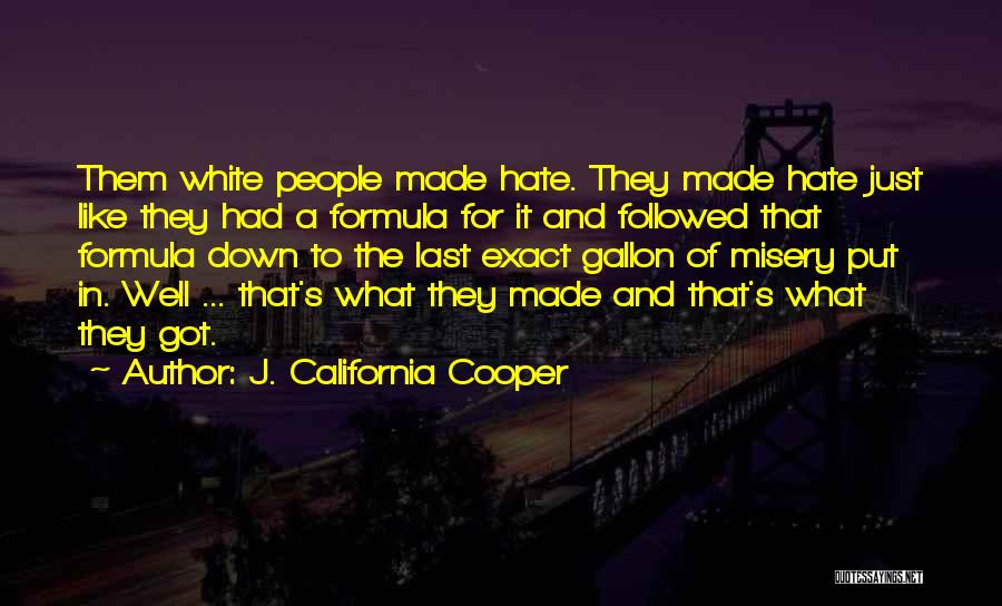 J. California Cooper Quotes: Them White People Made Hate. They Made Hate Just Like They Had A Formula For It And Followed That Formula