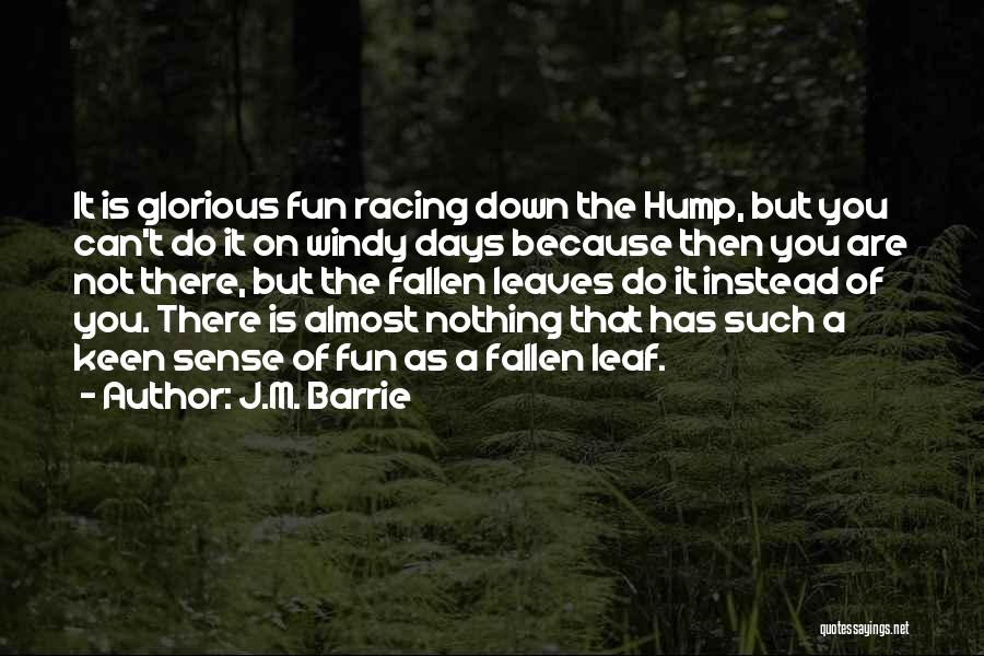J.M. Barrie Quotes: It Is Glorious Fun Racing Down The Hump, But You Can't Do It On Windy Days Because Then You Are