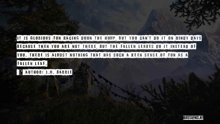 J.M. Barrie Quotes: It Is Glorious Fun Racing Down The Hump, But You Can't Do It On Windy Days Because Then You Are
