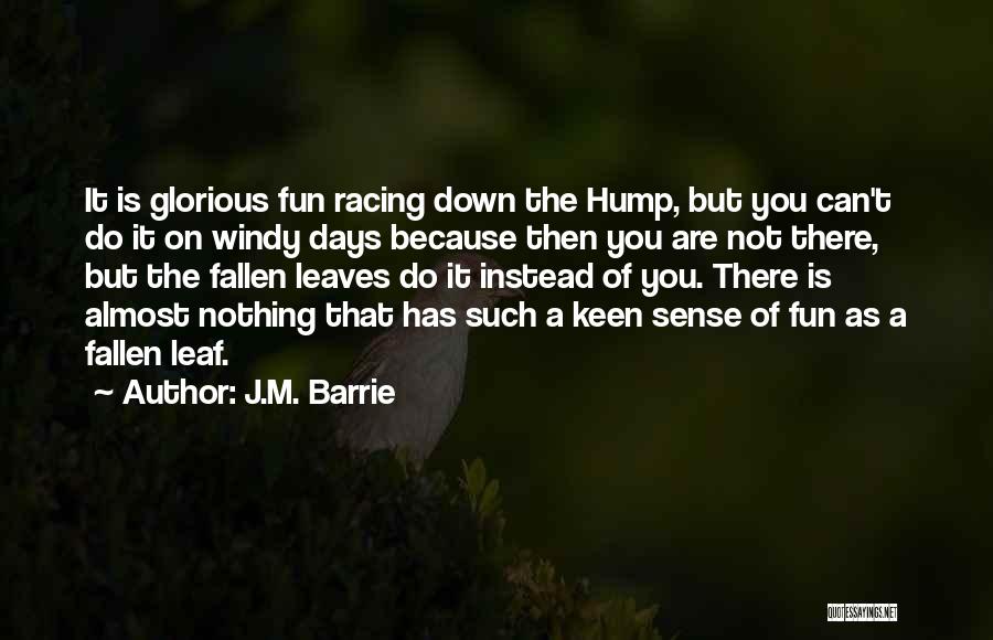 J.M. Barrie Quotes: It Is Glorious Fun Racing Down The Hump, But You Can't Do It On Windy Days Because Then You Are