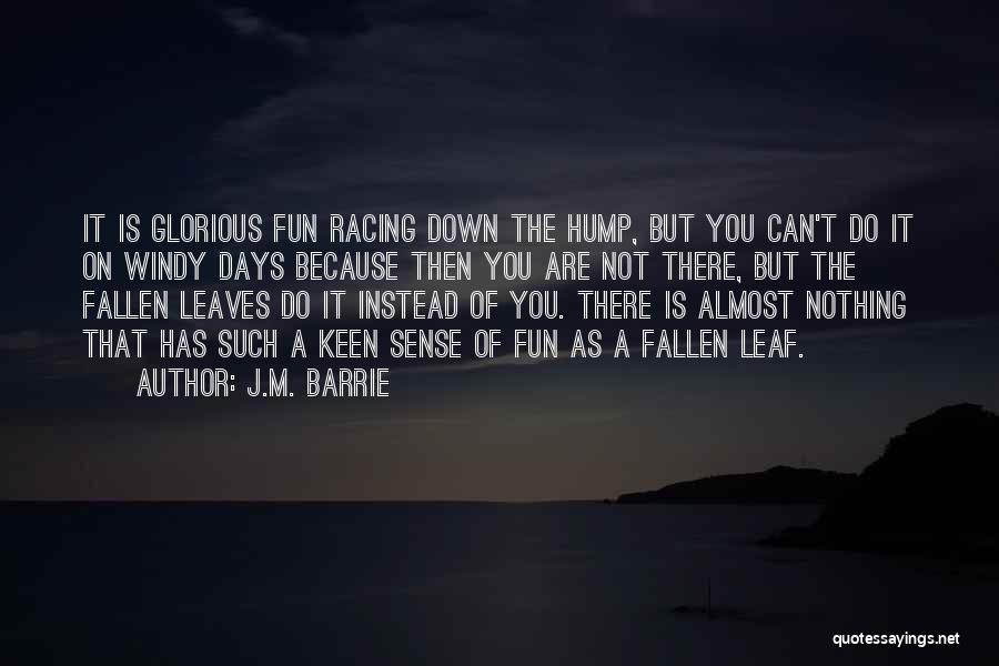 J.M. Barrie Quotes: It Is Glorious Fun Racing Down The Hump, But You Can't Do It On Windy Days Because Then You Are