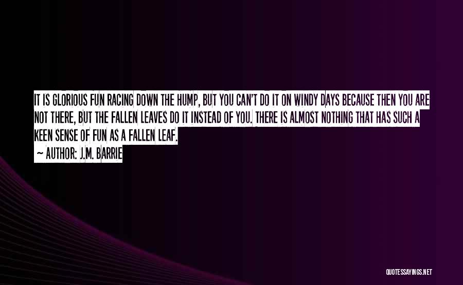J.M. Barrie Quotes: It Is Glorious Fun Racing Down The Hump, But You Can't Do It On Windy Days Because Then You Are