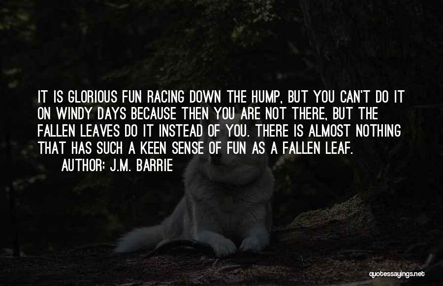 J.M. Barrie Quotes: It Is Glorious Fun Racing Down The Hump, But You Can't Do It On Windy Days Because Then You Are