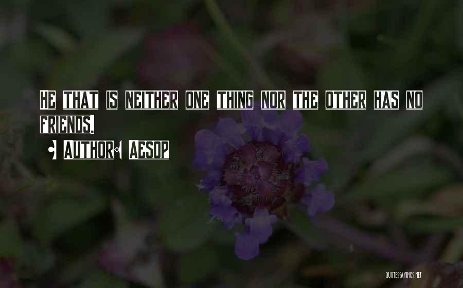 Aesop Quotes: He That Is Neither One Thing Nor The Other Has No Friends.