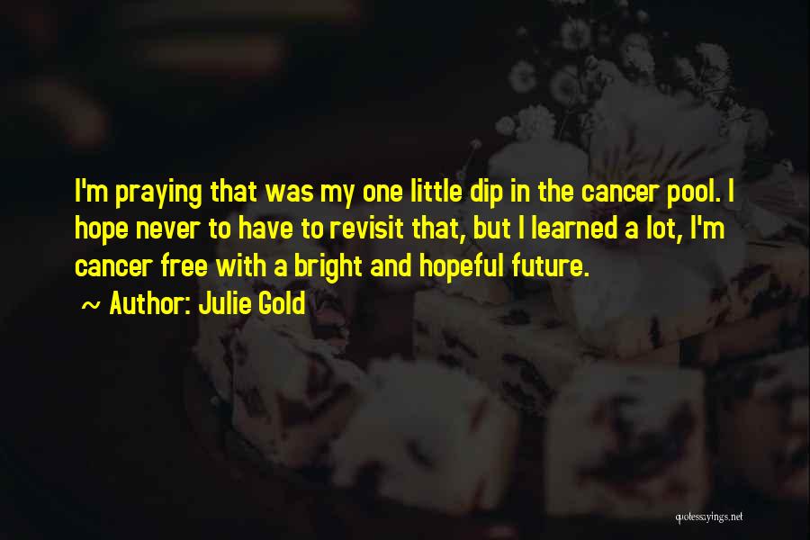 Julie Gold Quotes: I'm Praying That Was My One Little Dip In The Cancer Pool. I Hope Never To Have To Revisit That,