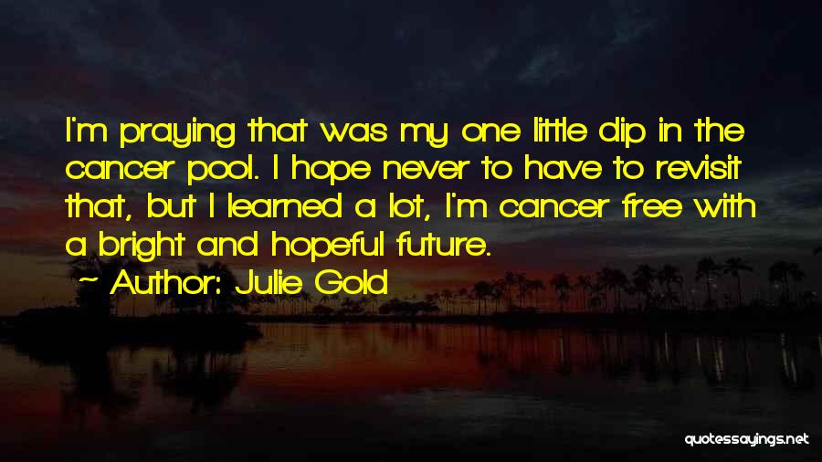 Julie Gold Quotes: I'm Praying That Was My One Little Dip In The Cancer Pool. I Hope Never To Have To Revisit That,