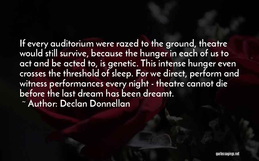 Declan Donnellan Quotes: If Every Auditorium Were Razed To The Ground, Theatre Would Still Survive, Because The Hunger In Each Of Us To