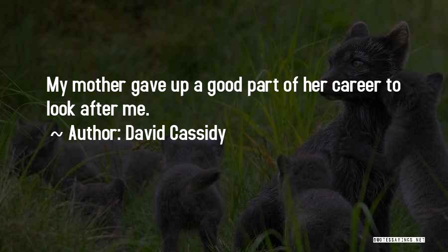 David Cassidy Quotes: My Mother Gave Up A Good Part Of Her Career To Look After Me.