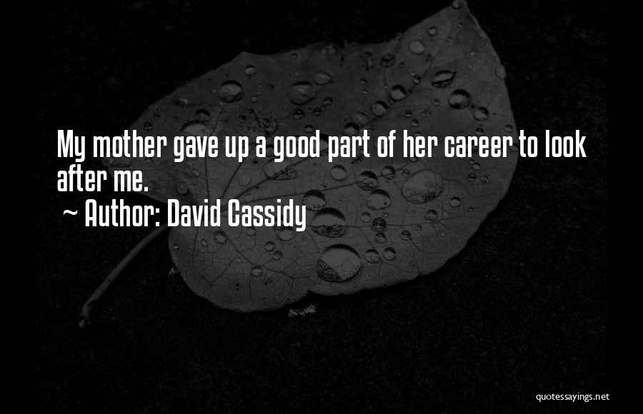 David Cassidy Quotes: My Mother Gave Up A Good Part Of Her Career To Look After Me.