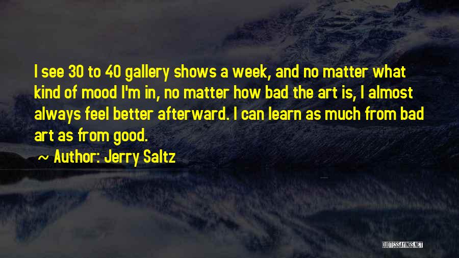 Jerry Saltz Quotes: I See 30 To 40 Gallery Shows A Week, And No Matter What Kind Of Mood I'm In, No Matter