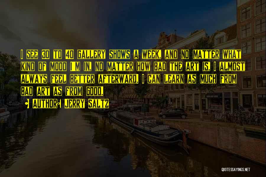 Jerry Saltz Quotes: I See 30 To 40 Gallery Shows A Week, And No Matter What Kind Of Mood I'm In, No Matter