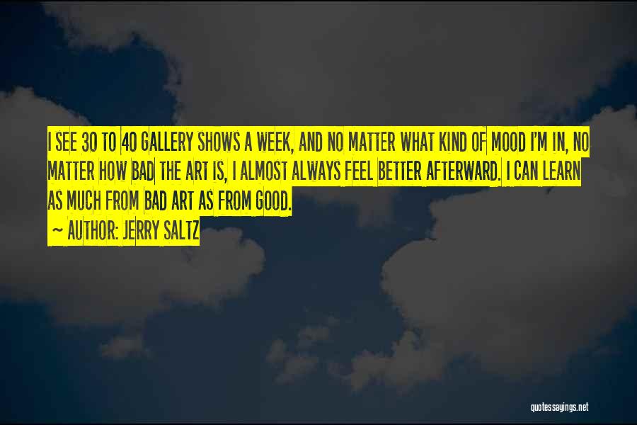 Jerry Saltz Quotes: I See 30 To 40 Gallery Shows A Week, And No Matter What Kind Of Mood I'm In, No Matter
