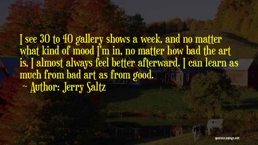 Jerry Saltz Quotes: I See 30 To 40 Gallery Shows A Week, And No Matter What Kind Of Mood I'm In, No Matter