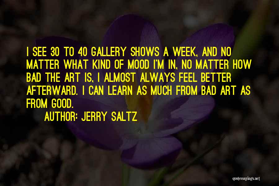 Jerry Saltz Quotes: I See 30 To 40 Gallery Shows A Week, And No Matter What Kind Of Mood I'm In, No Matter