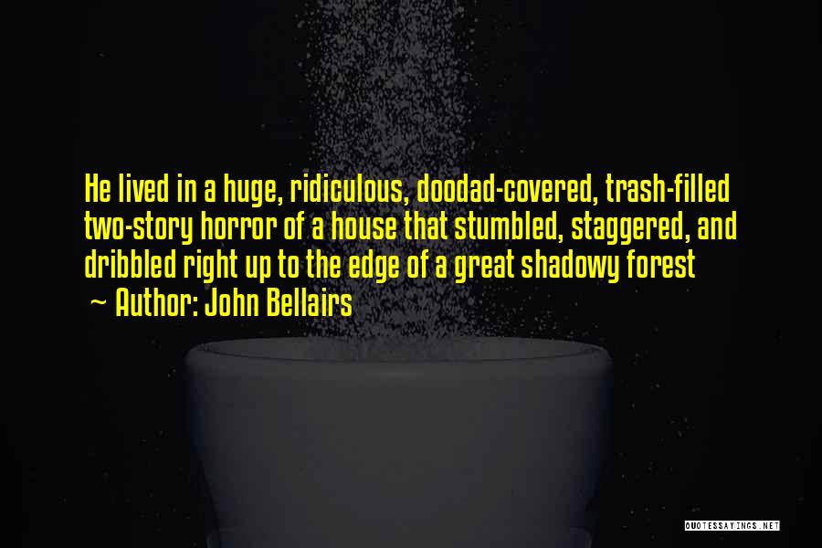 John Bellairs Quotes: He Lived In A Huge, Ridiculous, Doodad-covered, Trash-filled Two-story Horror Of A House That Stumbled, Staggered, And Dribbled Right Up