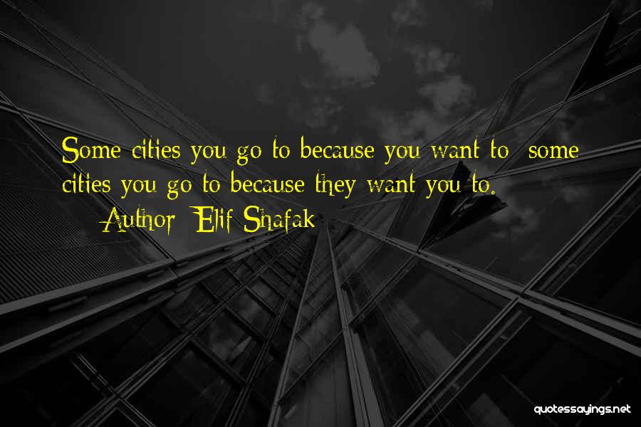 Elif Shafak Quotes: Some Cities You Go To Because You Want To; Some Cities You Go To Because They Want You To.